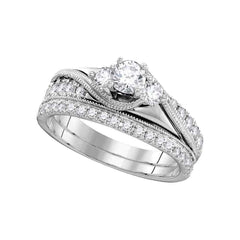 14kt white gold womens round diamond 3 stone bridal wedding engagement ring band set 7/8 cttw106307