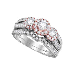14kt white gold womens round diamond bridal wedding engagement ring band set 1.00 cttw106322
