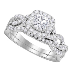 14kt white gold womens princess diamond twist bridal wedding engagement ring band set 1.00 cttw106339