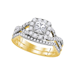 14kt yellow gold womens princess diamond twist bridal wedding engagement ring band set 1.00 cttw106342
