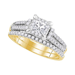 14kt yellow gold womens princess diamond halo bridal wedding engagement ring band set 1.00 cttw106396