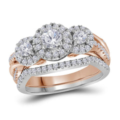 14kt two tone gold womens round diamond bridal wedding engagement ring band set 1.00 cttw106434