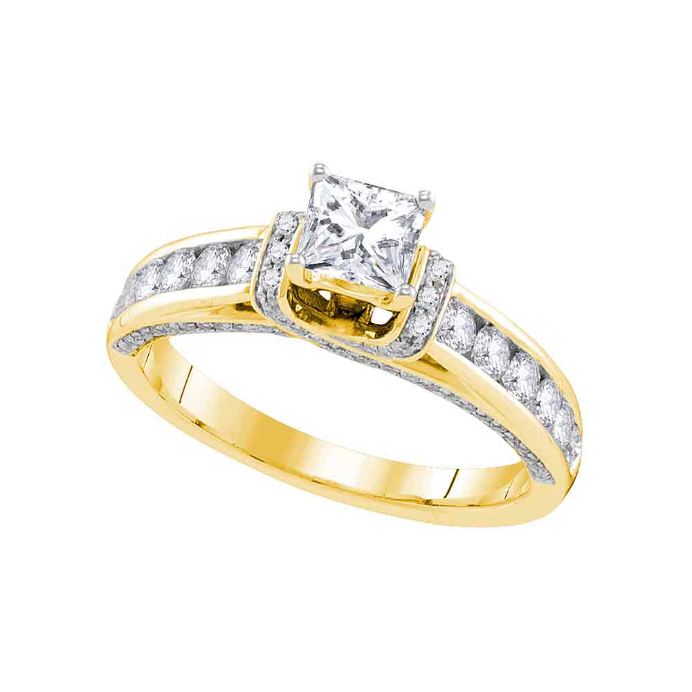 14kt Yellow Gold Womens Princess Diamond Solitaire Bridal Wedding Engagement Ring 1-1/4 Cttw