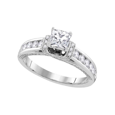 14kt White Gold Womens Princess Diamond Solitaire Bridal Wedding Engagement Ring 1-1/4 Cttw
