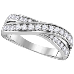 14kt white gold womens round diamond crossover band ring 1/2 cttw107485