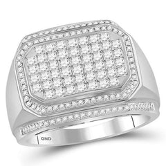 14kt white gold mens round diamond octagon cluster ring 1 3/4 cttw107508