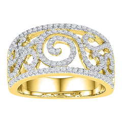 10kt yellow gold womens round diamond swirl filigree band ring 5/8 cttw108806
