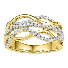 10kt yellow gold womens round diamond twist woven strand band 5/8 cttw108869
