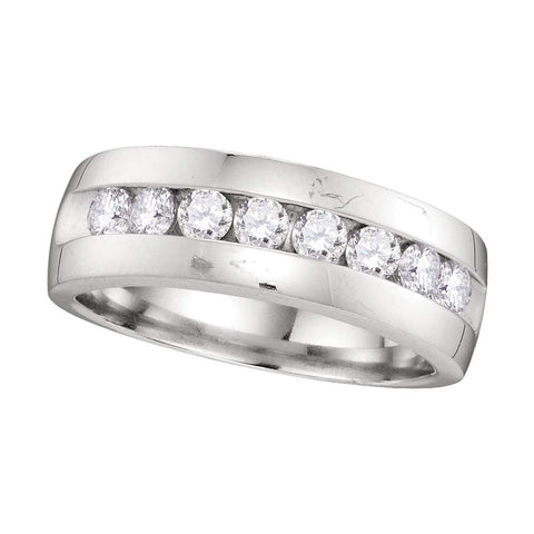 14kt White Gold Mens Round Diamond Wedding Anniversary Band Ring 1.00 Cttw