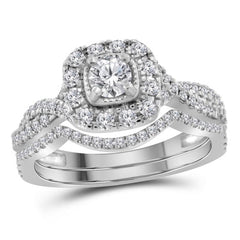 14kt white gold womens round diamond bridal wedding engagement ring band set 3/4 cttw110622