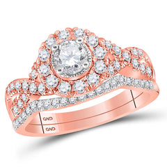 14kt rose gold womens round diamond twist bridal wedding engagement ring band set 1.00 cttw110822