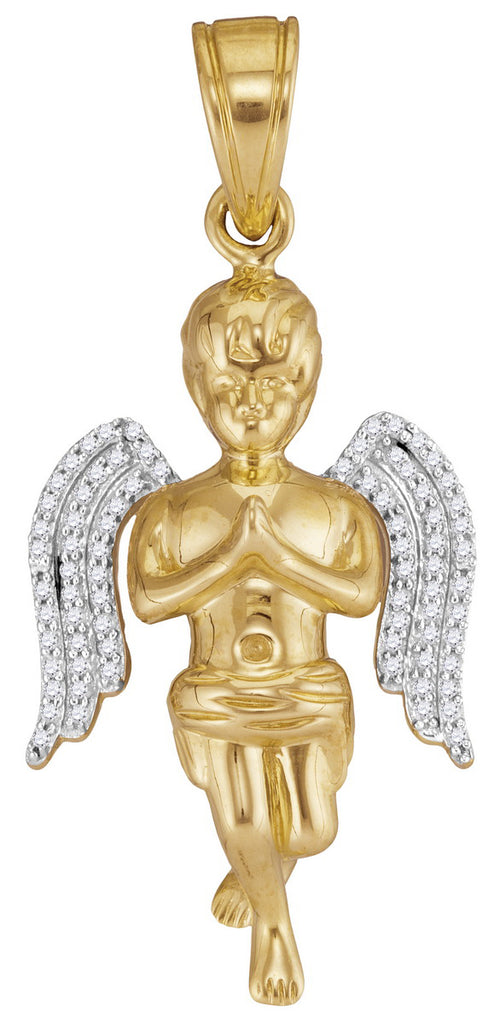 10kt Yellow Gold Baby Praying Angel Charm with Diamonds 1/4 Cttw