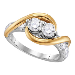 14kt two tone gold womens round diamond 2 stone bridal wedding engagement ring 1 3/8 cttw111798