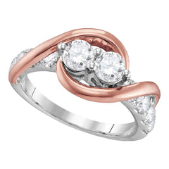 14kt two tone gold womens round diamond 2 stone bridal wedding engagement ring 1.00 cttw111799