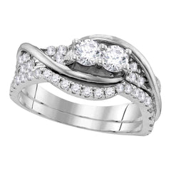14kt white gold womens round diamond 2 stone bridal wedding engagement ring band set 1 1/2 cttw112506