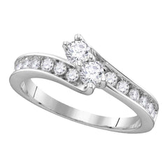 14kt white gold womens round diamond 2 stone hearts together bridal wedding engagement ring 1 3/8 cttw112647