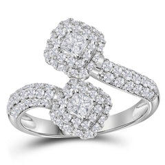 14kt white gold womens princess diamond 2 stone bypass bridal wedding engagement ring 1.00 cttw112732