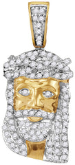 Small Gold Jesus Piece Pendant 10 karat with Encrusted Diamonds 1/3 Cttw