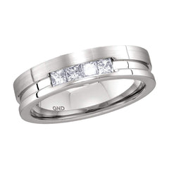 14kt white gold mens princess channel set diamond single row wedding band 1/2 cttw113255