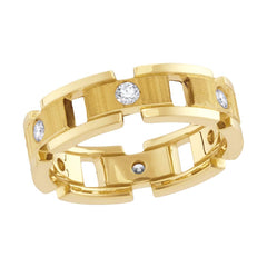 14kt yellow gold mens round diamond link chain wedding band ring 1/2 cttw113259
