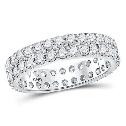 14kt White Gold Womens Round Diamond Double Row Eternity Wedding Band 2.00 Cttw