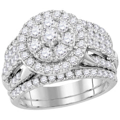 14kt white gold womens round diamond cluster bridal wedding engagement ring band set 2.00 cttw113265