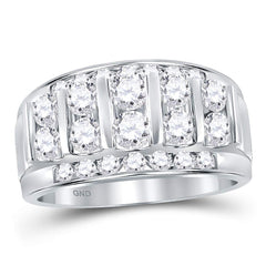 14kt white gold mens round channel set diamond striped wedding band ring 2 1/12 cttw113535