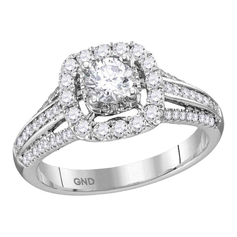 14kt White Gold Womens Round Diamond Solitaire Halo Bridal Wedding Engagement Ring 1.00 Cttw