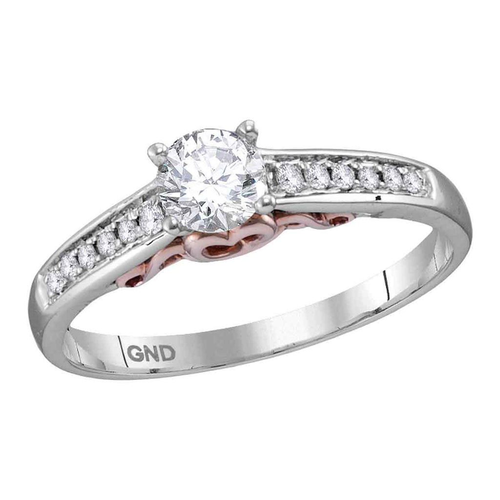 14kt White Gold Womens Round Diamond Solitaire Bridal Wedding Engagement Ring 1/2 Cttw