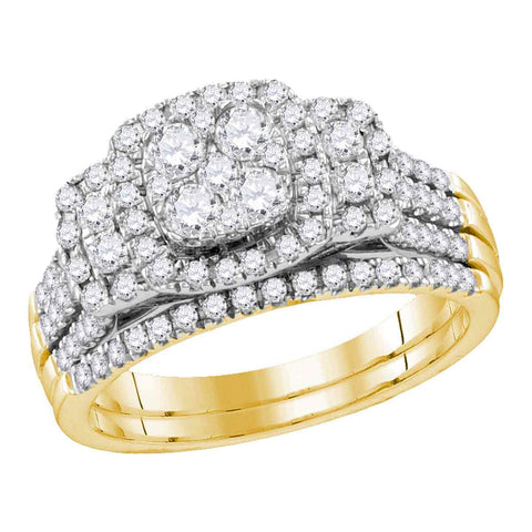 14kt Yellow Gold Womens Round Diamond Bridal Wedding Engagement Ring Band Set 1.00 Cttw