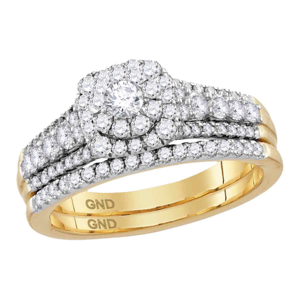 14kt Yellow Gold Womens Diamond Round Bridal Wedding Engagement Ring Band Set 1.00 Cttw