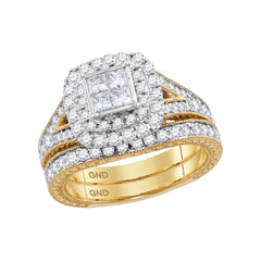 14kt yellow gold womens princess diamond bridal wedding engagement ring band set 1 1/4 cttw113722