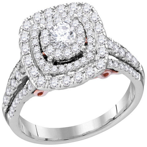 14kt White Gold Womens Round Diamond Solitaire Triple Halo Bridal Wedding Engagement Ring 1.00 Cttw