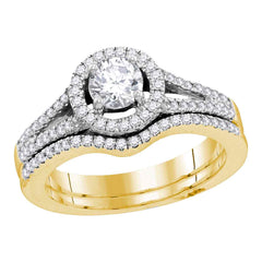 14kt yellow gold womens round diamond bridal wedding engagement ring band set 1.00 cttw113780