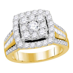 10kt yellow gold womens round diamond square cluster bridal wedding engagement ring 1 5/8 cttw (certified)113798