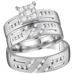 14kt yellow gold his & hers round diamond cluster matching bridal wedding ring band set 3/4 cttw113876
