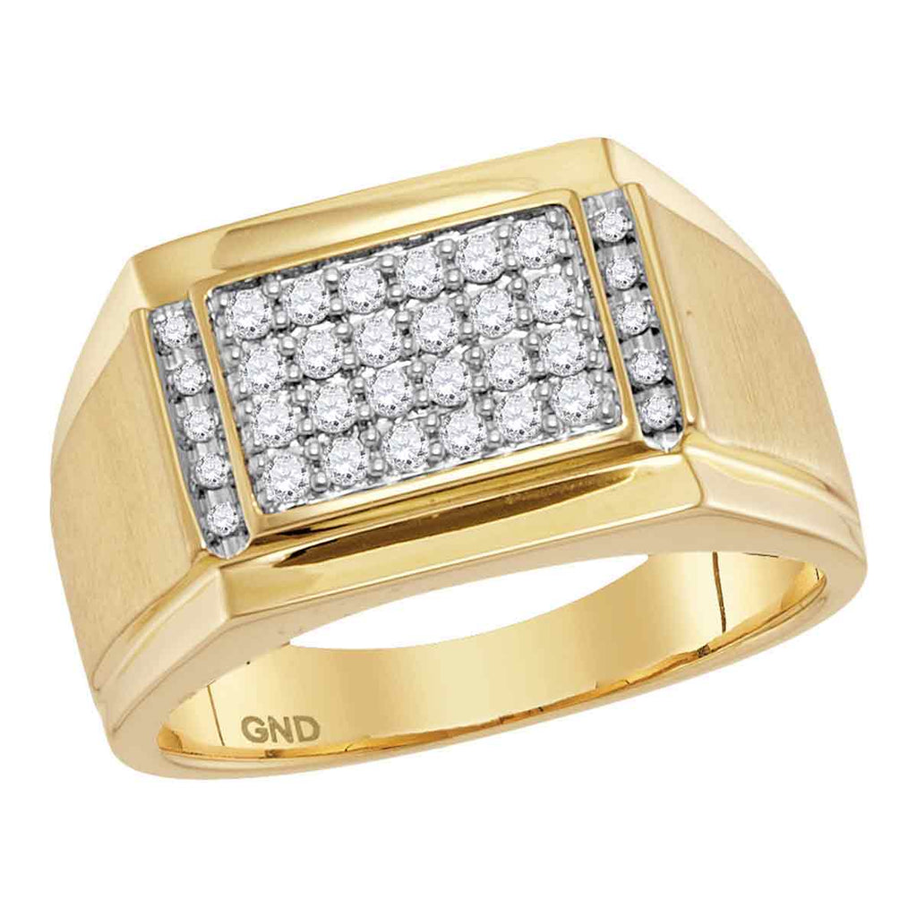 14kt Yellow Gold Mens Round Diamond Square Cluster Ring 3/8 Cttw