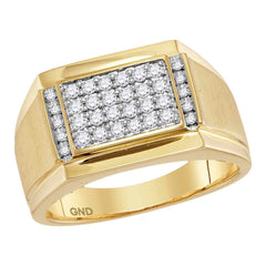 14kt yellow gold mens round diamond square cluster ring 3/8 cttw114160