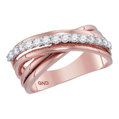 14kt rose gold womens round diamond crossover band ring 3/8 cttw114666