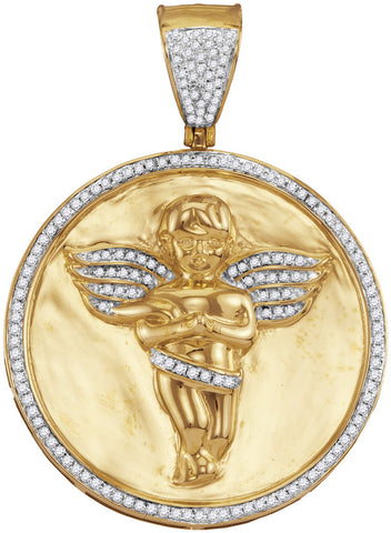 10kt Gold Men's Angel Medallion with Diamonds 1/2 Cttw