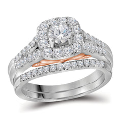 14kt white gold womens round diamond bellissimo halo bridal wedding engagement ring band set 1.00 cttw114792