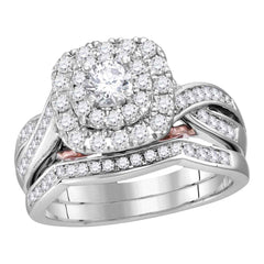14k white gold womens round diamond bellissimo bridal wedding ring band set 1.00 cttw (certified)114793