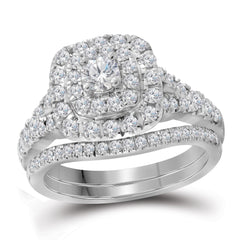 14kt white gold womens round diamond bellissimo double halo bridal wedding engagement ring band set 1.00 cttw114794