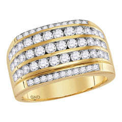 14kt yellow gold mens round diamond five row striped band ring 2 1/3 cttw114851