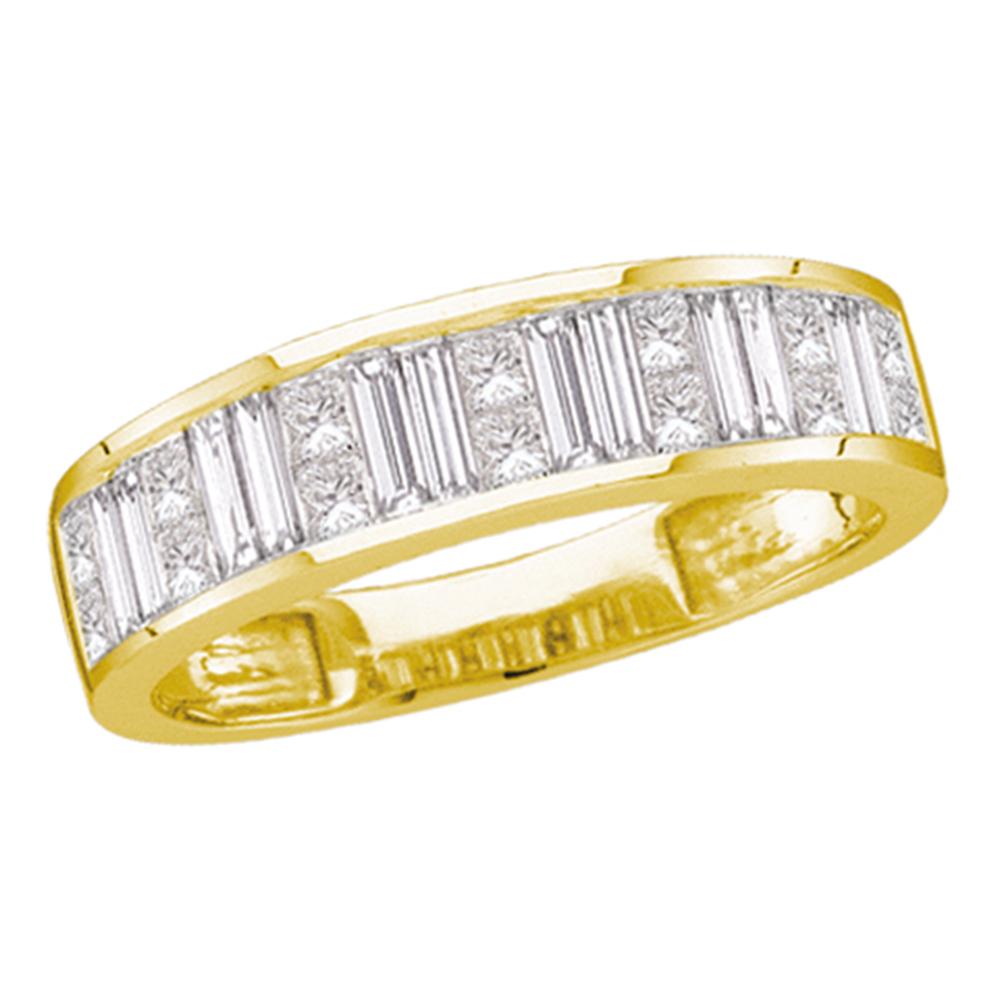 14kt Yellow Gold Womens Baguette & Princess Diamond Wedding Anniversary Band 1.00 Cttw