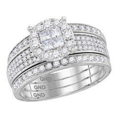 14kt white gold womens princess round diamond soleil bridal wedding engagement ring band set 1.00 cttw115453