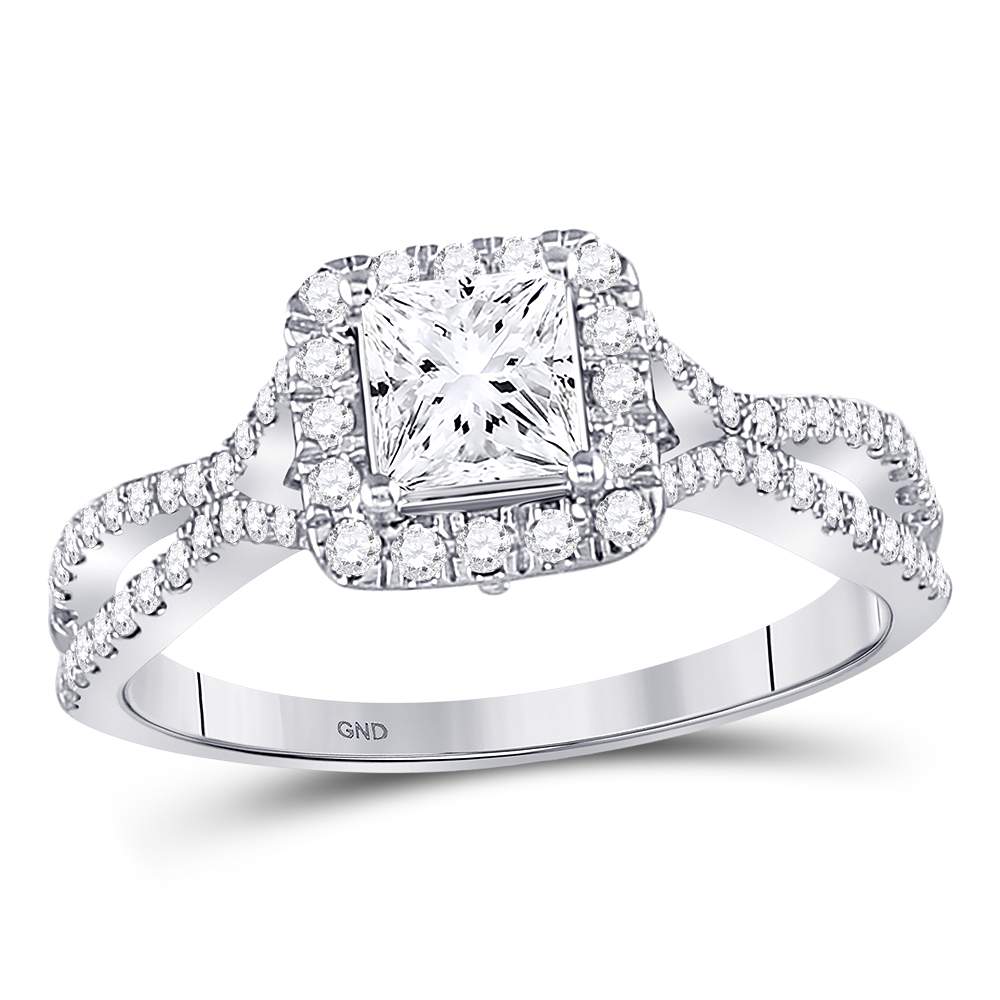 14kt White Gold Womens Princess Diamond Solitaire Bridal Wedding Engagement Ring 1.00 Cttw
