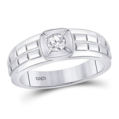14kt white gold mens round diamond solitaire grid fashion ring 1/2 cttw115869