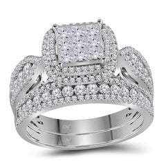 14kt white gold womens princess diamond bridal wedding engagement ring band set 1 1/2 cttw116063
