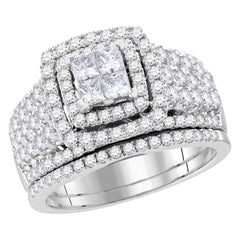 14kt white gold womens princess diamond bridal wedding engagement ring band set 2.00 cttw116793